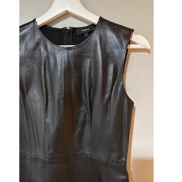 Theory Darted Leather Combo Dress. - Picture 7 of 9